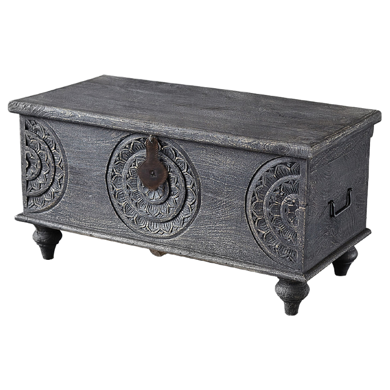 Сундук резной Tushar Carved Wood Chest Серый Коричневый Сундук резной Tushar Carved Wood Chest Серый Коричневый в Кирове | Loft Concept