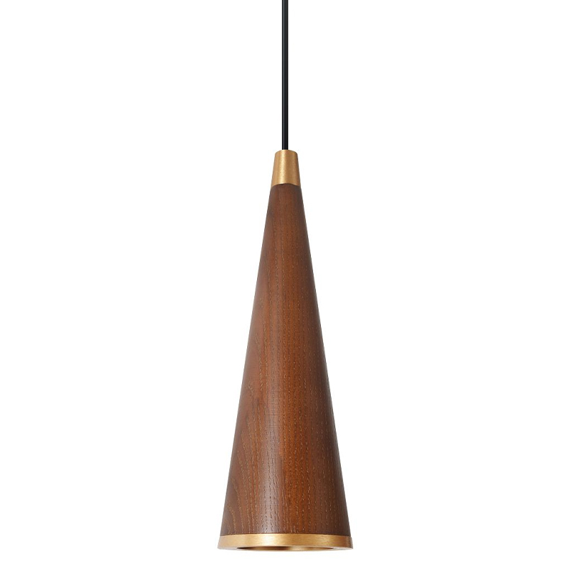 Подвесной светильник с плафоном из темного дерева WOODEN ECO Золотой Коричневый Черный Подвесной светильник с плафоном из темного дерева WOODEN ECO Золотой Коричневый Черный в Кирове | Loft Concept