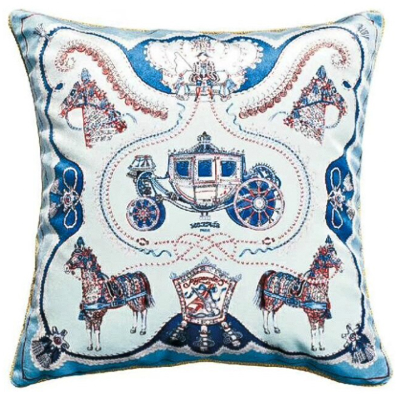 Декоративная подушка Hermes Horse 121 Голубой Синий Декоративная подушка Hermes Horse 121 Голубой Синий в Кирове | Loft Concept
