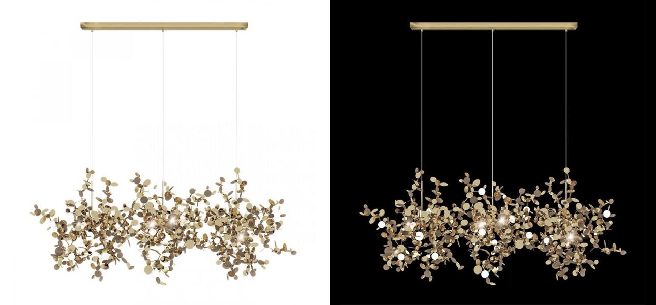 Люстра Terzani Argent Suspension Linear Gold длина 85 см - фото