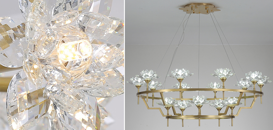 Большая Люстра Хрустальные Цветы Лотоса Lotus flower Clear Glass lamp 15 Большая Люстра Хрустальные Цветы Лотоса Lotus flower Clear Glass lamp 15 - Loft-Concept в Кирове
