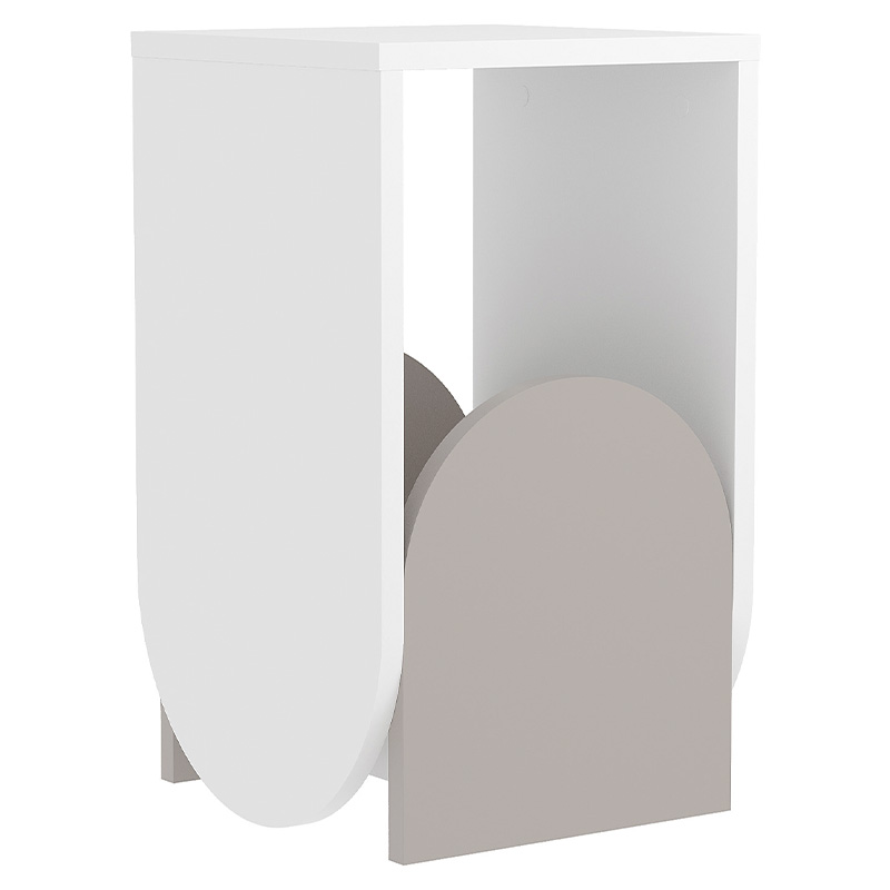 Стол приставной с овальными элементами бело-бежевого цвета NUN SIDE TABLE WHITE LIGHT MOCHA Белый Бежево-серый Стол приставной с овальными элементами бело-бежевого цвета NUN SIDE TABLE WHITE LIGHT MOCHA Белый Бежево-серый в Кирове | Loft Concept