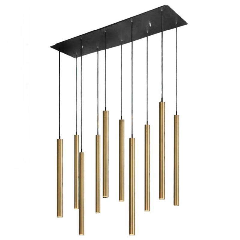 Светильник Trumpet Rectangle Gold 10 плафонов Золотой Черный в Кирове | Loft Concept 