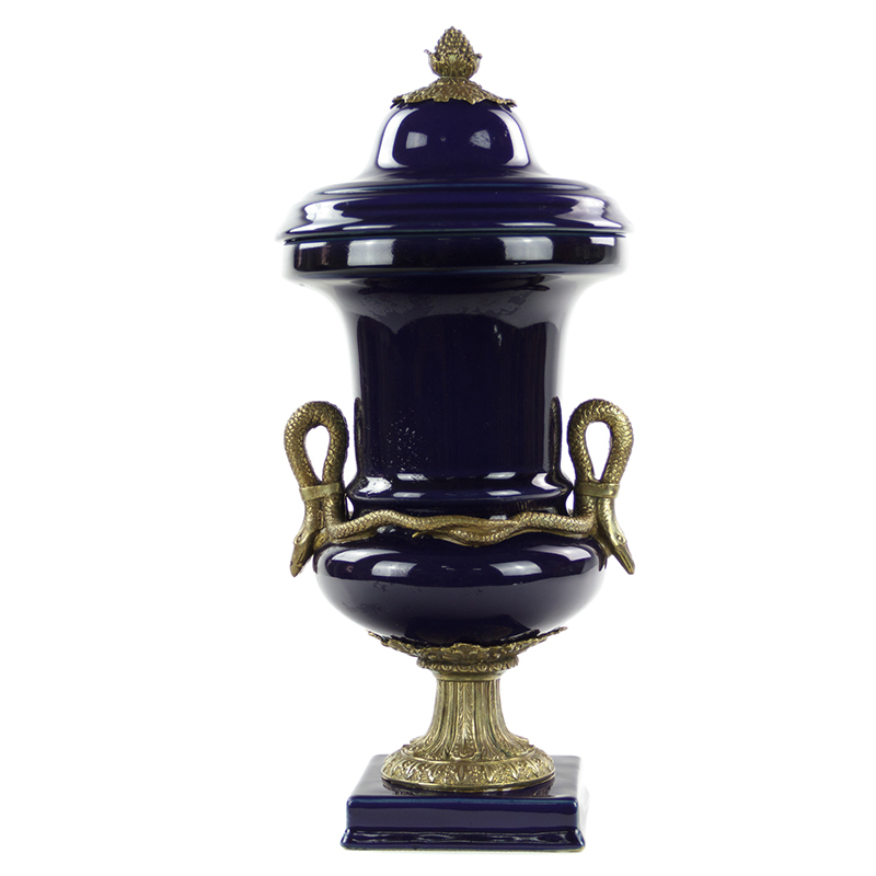 Ваза Selenia Blue Vase Bronze Serpents Синий Бронза Ваза Selenia Blue Vase Bronze Serpents Синий Бронза в Кирове | Loft Concept