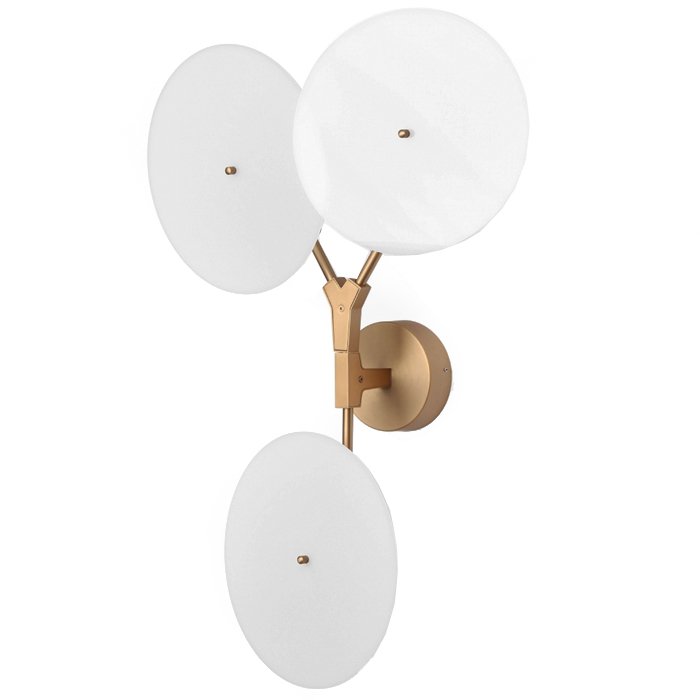 Бра White Disc Wall Lamp 3 лампы Золотой Бра White Disc Wall Lamp 3 лампы Золотой в Кирове | Loft Concept