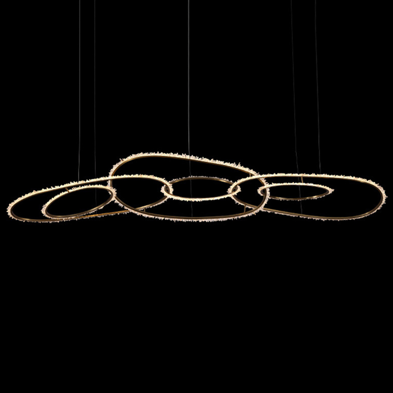 Люстра Six Rings Chain Quartz Crystal Chandelier Глянцевое золото Прозрачное Стекло Люстра Six Rings Chain Quartz Crystal Chandelier Глянцевое золото Прозрачное Стекло в Кирове | Loft Concept