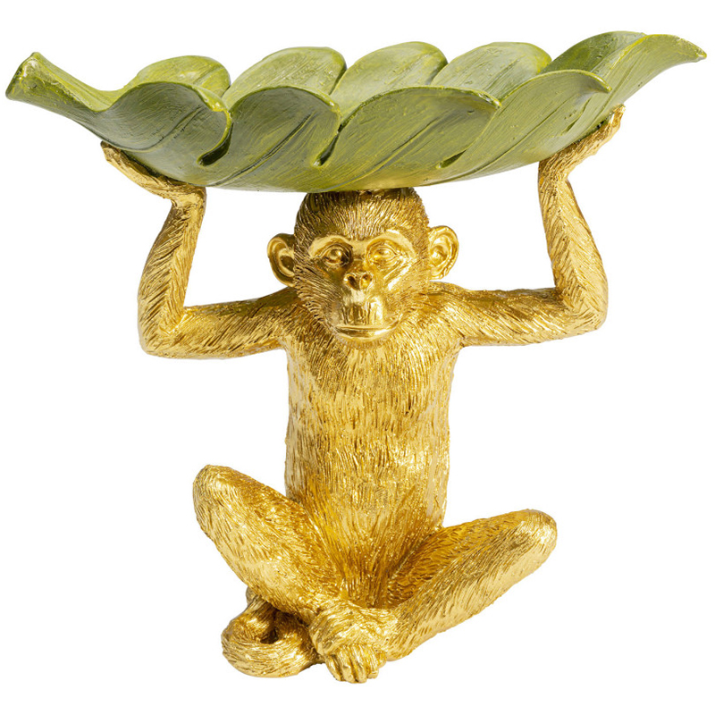 Конфетница Golden Monkey holding a leaf Зеленый Золотой Конфетница Golden Monkey holding a leaf Зеленый Золотой в Кирове | Loft Concept