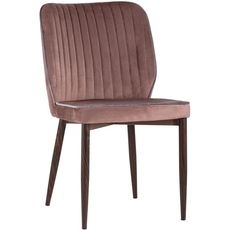 Стул Lawrence Chair Розовый велюр Серый кант Розовый пастельный Светло-серый Коричневый в Кирове | Loft Concept 