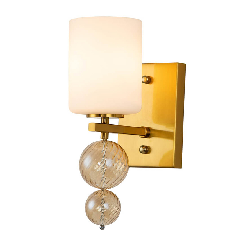 Бра Blown Glass Balloons Wall Lamp Латунь Белый Янтарный Бра Blown Glass Balloons Wall Lamp Латунь Белый Янтарный в Кирове | Loft Concept