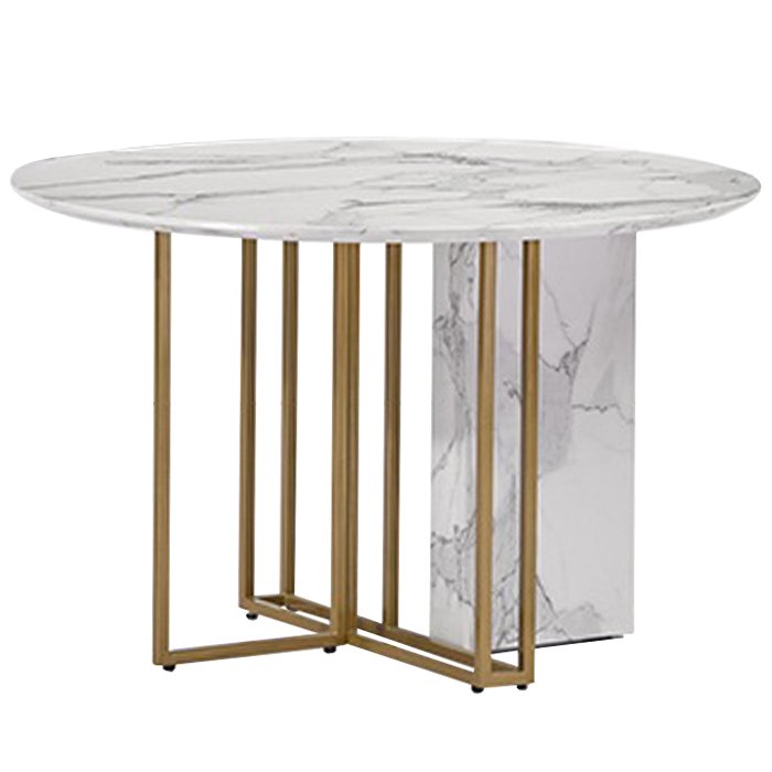Стол Marble Corner Circle Латунь Белый Стол Marble Corner Circle Латунь Белый в Кирове | Loft Concept