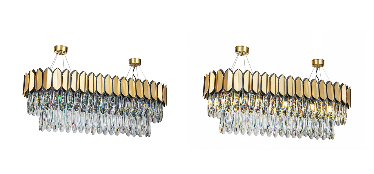 Дизайнерская Люстра прямоугольной формы Crystal Drop - фото