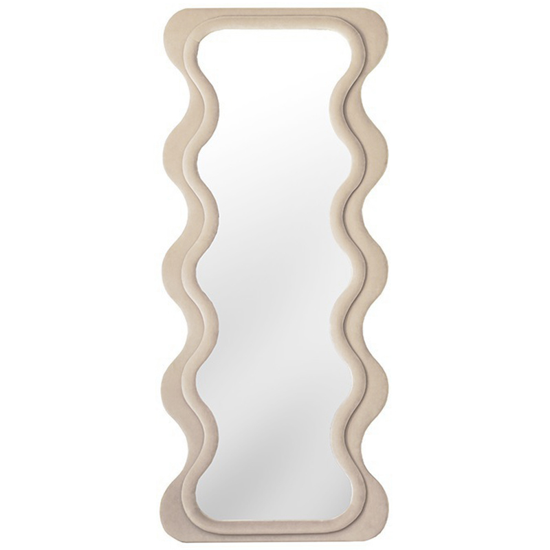 Зеркало Velvet Curved Waves Mirror Бежевый Зеркало в Кирове | Loft Concept 