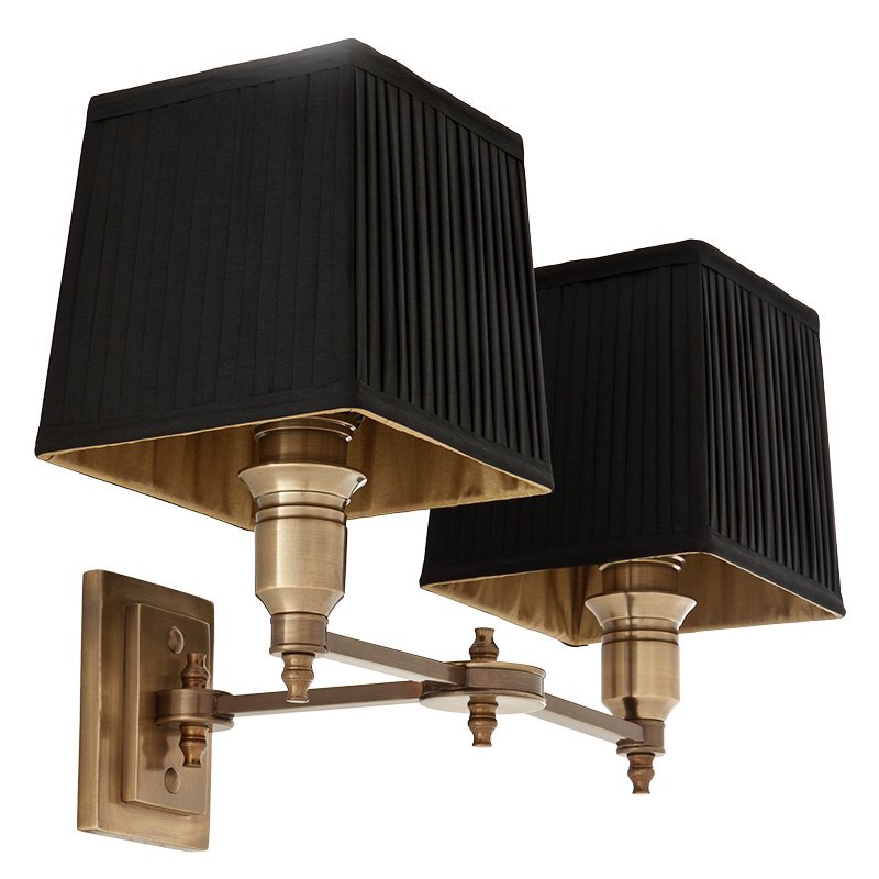 Бра Wall Lamp Lexington Double Brass+Black Латунь Античная полированная Черный Бра Wall Lamp Lexington Double Brass+Black Латунь Античная полированная Черный в Кирове | Loft Concept