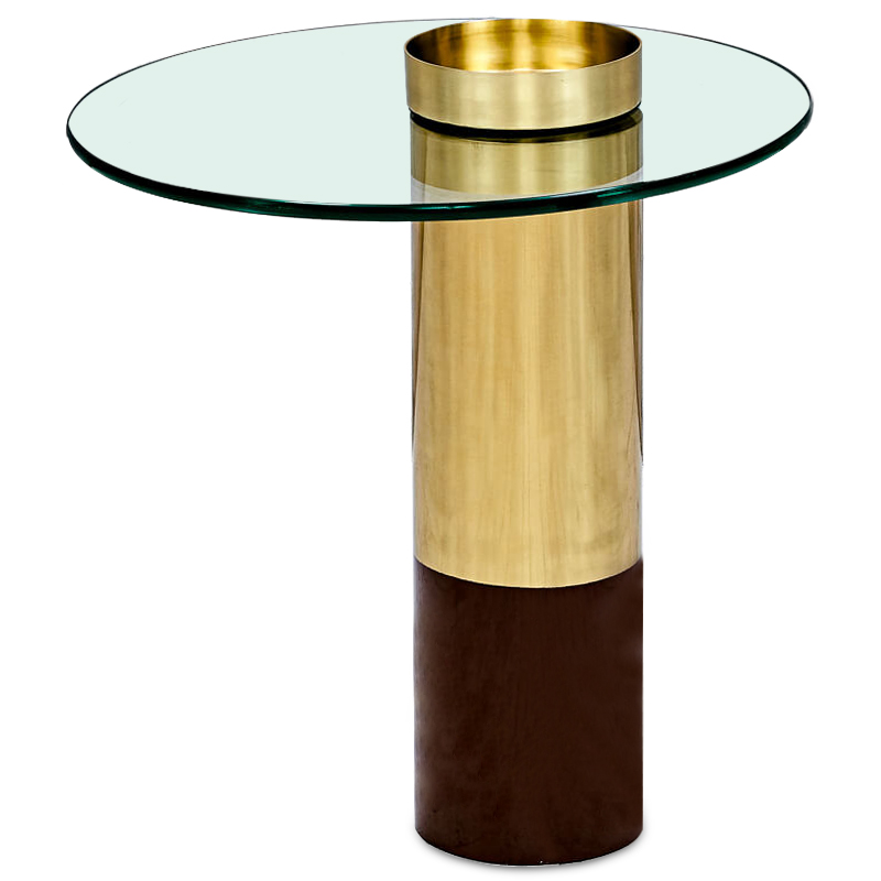 Приставной стол Desi Side Table Прозрачный Латунь Коричневый Приставной стол Desi Side Table Прозрачный Латунь Коричневый в Кирове | Loft Concept