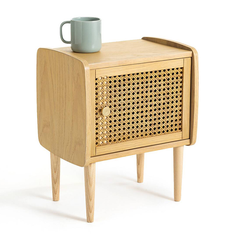 Тумба с дверцой из плетеного ротанга Aelius Rattan Wicker Curbstone Светлый дуб Тумба с дверцой из плетеного ротанга Aelius Rattan Wicker Curbstone Светлый дуб в Кирове | Loft Concept