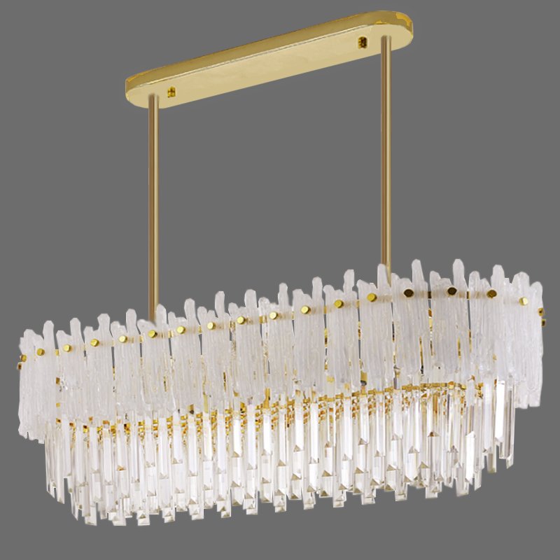 Люстра Murano Glass ICE Chandelier Rectangle Золотой Белый Прозрачное Стекло в Кирове | Loft Concept 