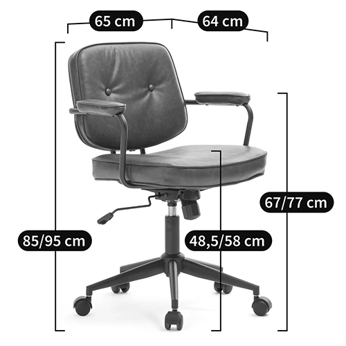 Офисное кресло в винтажном стиле на колёсах Glenn Dark Grey Chair в Кирове
