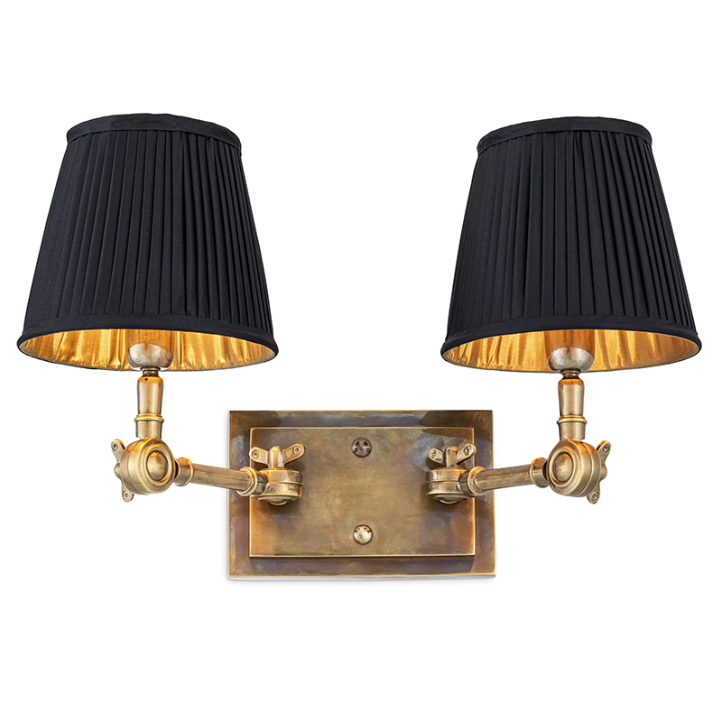 Бра Eichholtz Wall Lamp Wentworth Double Brass Винтажная латунь Черный Бра Eichholtz Wall Lamp Wentworth Double Brass Винтажная латунь Черный в Кирове | Loft Concept