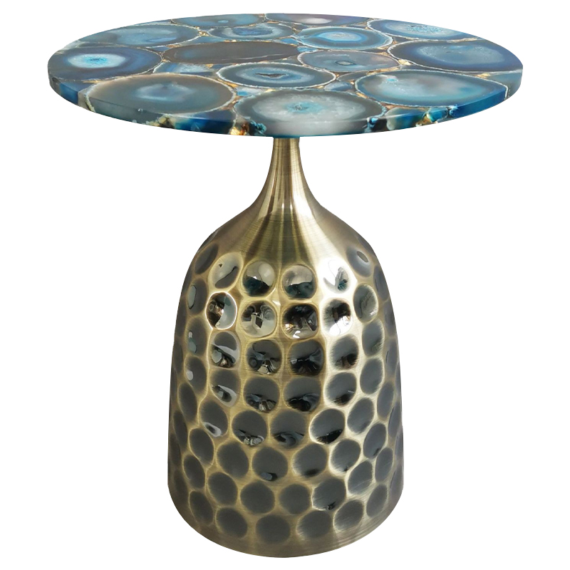Приставной стол Blue Agate Side Table Синий Латунь Античная полированная Приставной стол Blue Agate Side Table Синий Латунь Античная полированная в Кирове | Loft Concept