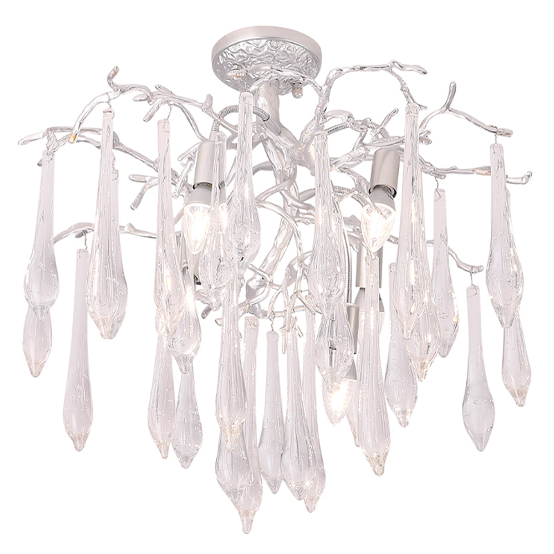 Люстра потолочная с прозрачными стеклянными подвесками в форме капель Droplet Chandelier Золотой Прозрачный Серебряный Люстра потолочная с прозрачными стеклянными подвесками в форме капель Droplet Chandelier Золотой Прозрачный Серебряный в Кирове | Loft Concept