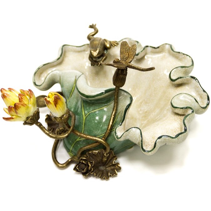 Чаша Water Lily Bowl Зеленый Бронза Белый Чаша Water Lily Bowl Зеленый Бронза Белый в Кирове | Loft Concept