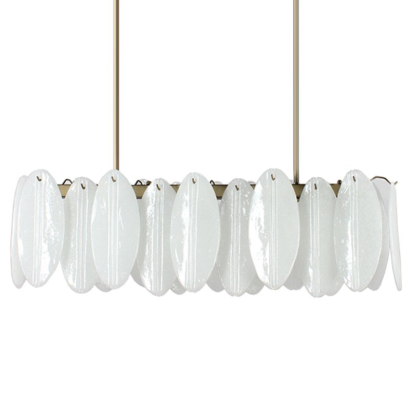 Люстра Angel Style Italian Murano Glass Rectangle Латунь Белый в Кирове | Loft Concept 
