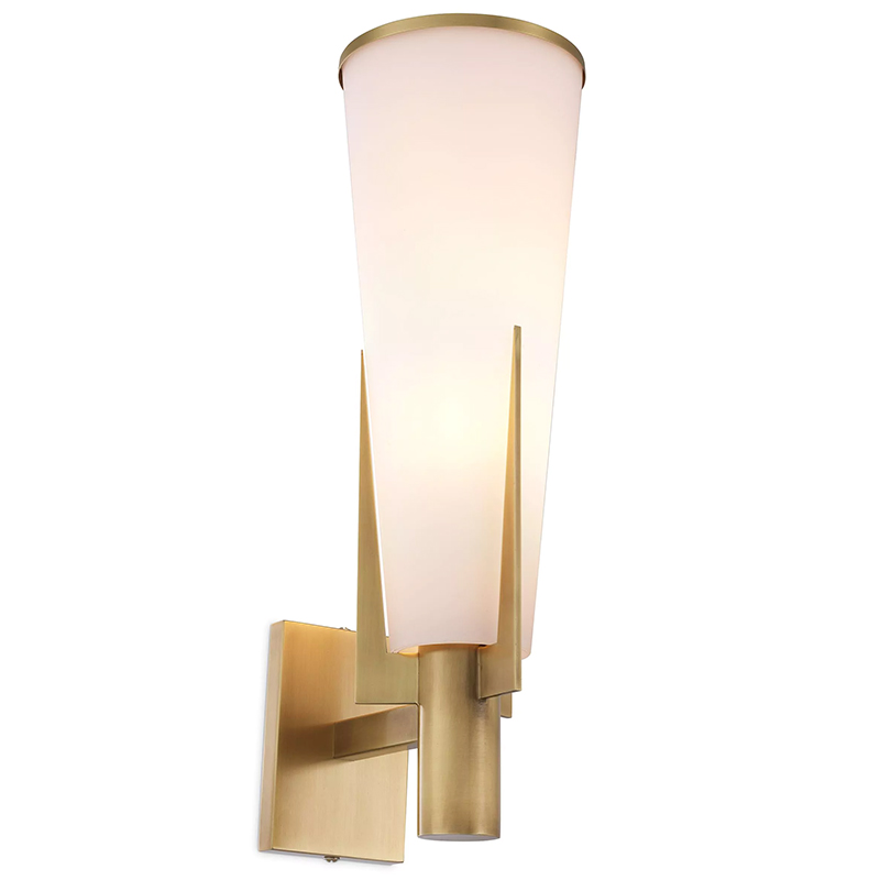 Бра Eichholtz Wall Lamp Dino Brass Латунь Белое матовое стекло Бра Eichholtz Wall Lamp Dino Brass Латунь Белое матовое стекло в Кирове | Loft Concept