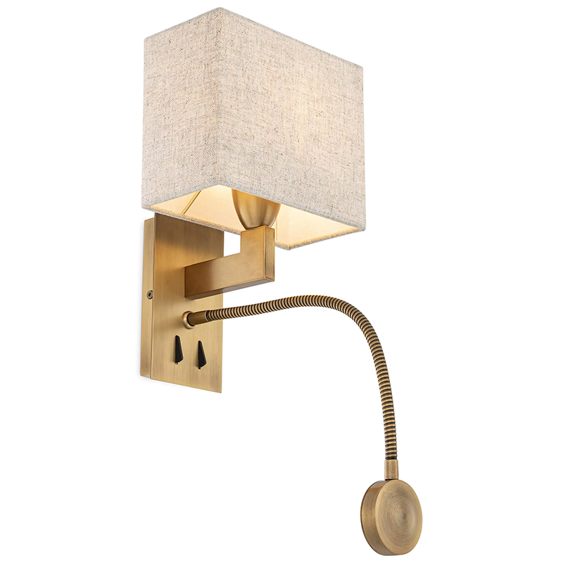 Бра Eichholtz Wall Lamp Reading Linen Латунь Бежево-серый Бра Eichholtz Wall Lamp Reading Linen Латунь Бежево-серый в Кирове | Loft Concept