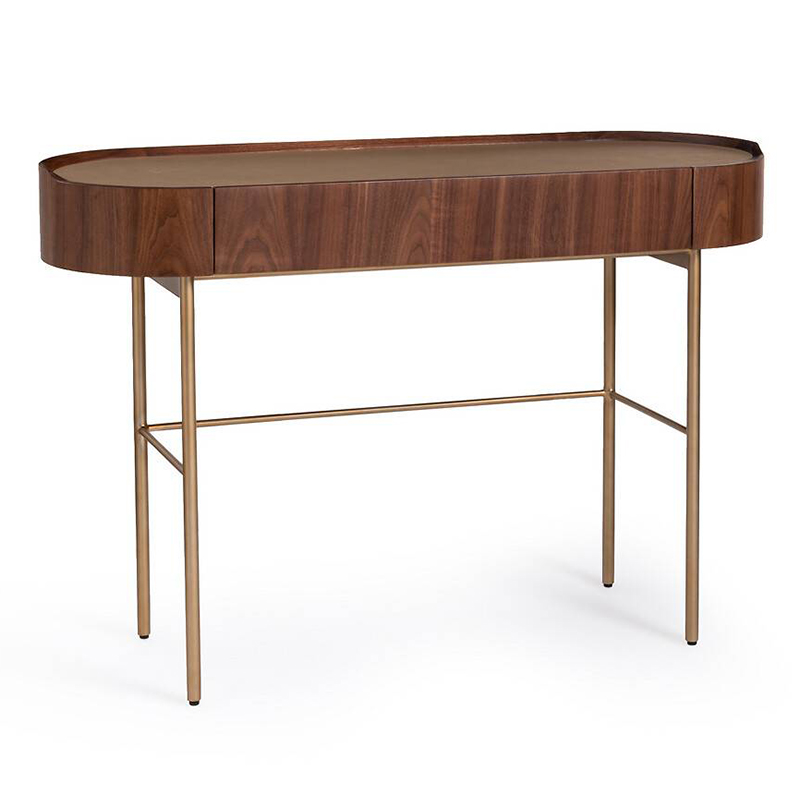 Стол-консоль Walnut and Leather Орех Золотой Шампань Стол-консоль Walnut and Leather Орех Золотой Шампань в Кирове | Loft Concept