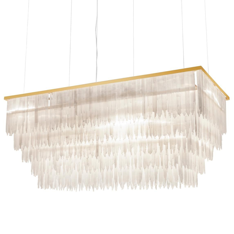 Люстра LAMP SELENITE RECT Прозрачный белый Латунь Люстра LAMP SELENITE RECT Прозрачный белый Латунь в Кирове | Loft Concept