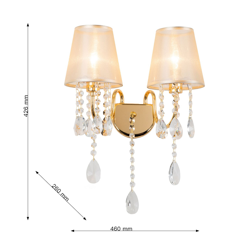 Двойное бра золотого цвета с хрустальным декором Dainty Light Двойное бра золотого цвета с хрустальным декором Dainty Light в Кирове
