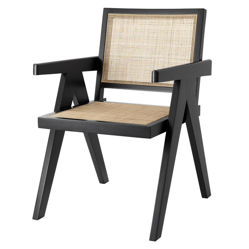 Стул Eichholtz Dining Chair Aristide black Черный Бежевый в Кирове | Loft Concept 