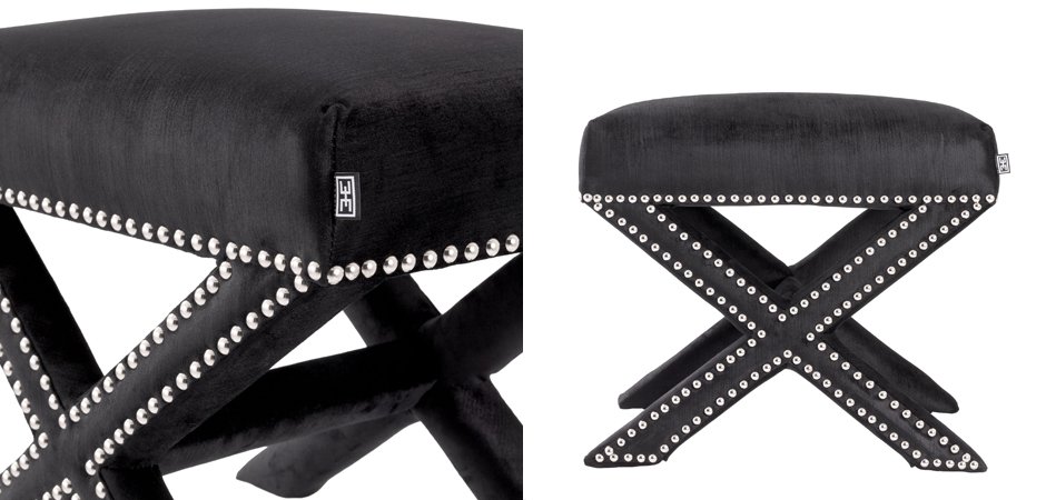 Оттоманка Eichholtz Stool Perugia Black Оттоманка Eichholtz Stool Perugia Black - Loft-Concept в Кирове