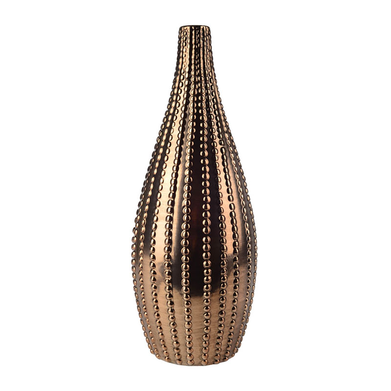 Ваза Ribbed Vase Narrow Throat bronze-gold 38 Ваза Ribbed Vase Narrow Throat bronze-gold 38 в Кирове | Loft Concept