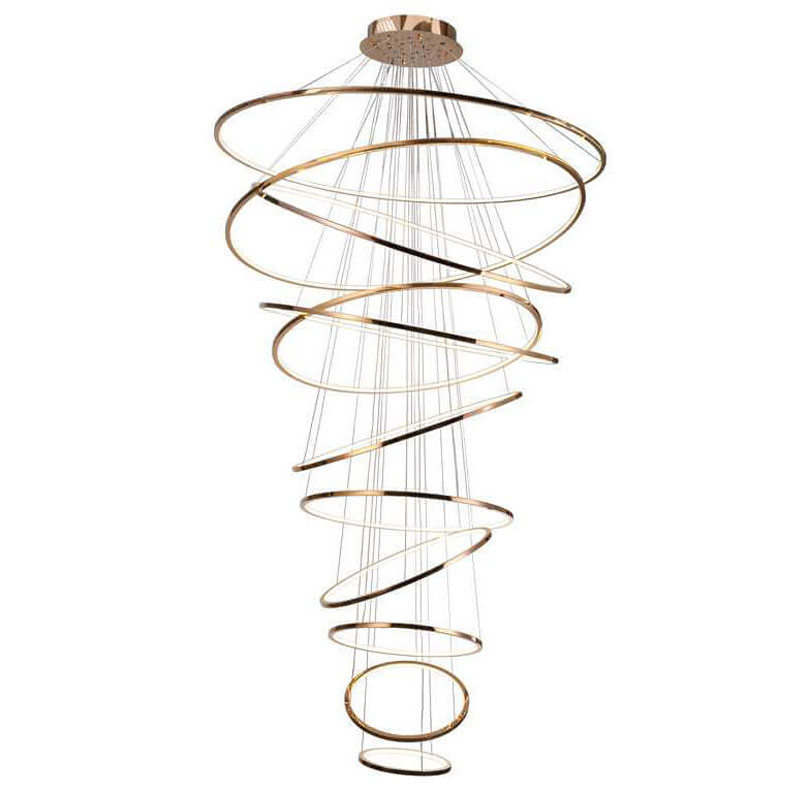 Люстра Композиция из 11 колец Ring Horizontal Chandelier Gold Золотой Розовое золото Люстра Композиция из 11 колец Ring Horizontal Chandelier Gold Золотой Розовое золото в Кирове | Loft Concept