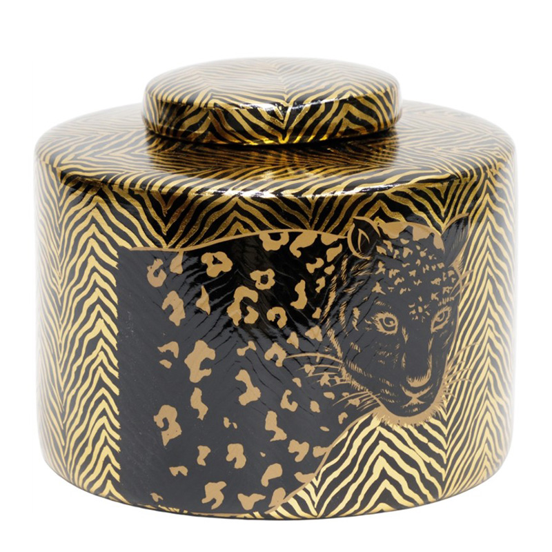 Ваза Leopard Vase black and gold 18 Черный Золотой Ваза Leopard Vase black and gold 18 Черный Золотой в Кирове | Loft Concept