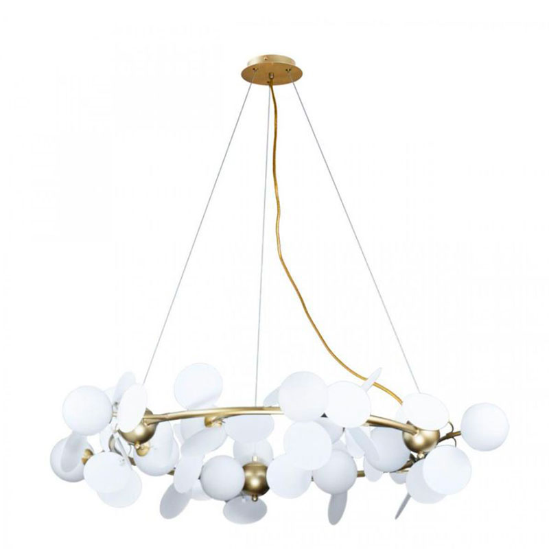 Люстра MATISSE Chandelier circle White диаметр 105 Белый Золотой Люстра MATISSE Chandelier circle White диаметр 105 Белый Золотой в Кирове | Loft Concept