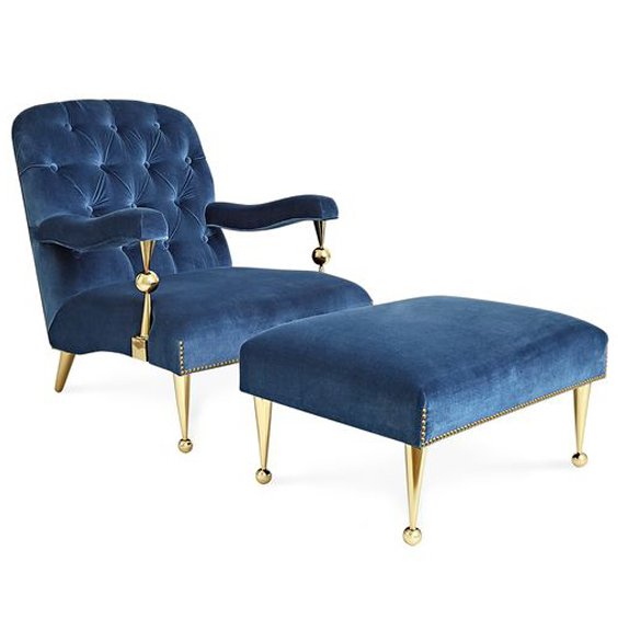 Кресло Jonathan Adler Caracas Chair Латунь Синий Кресло Jonathan Adler Caracas Chair Латунь Синий в Кирове | Loft Concept