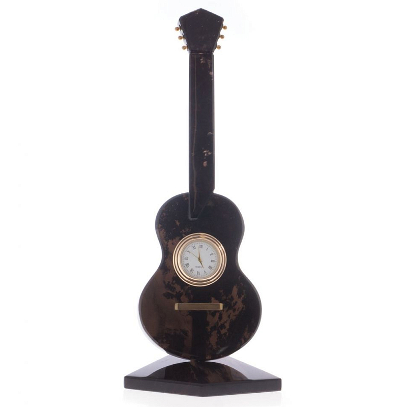 Часы настольные в виде гитары из натурального камня Обсидиан Stone Clock Коричневый Черный Часы настольные в виде гитары из натурального камня Обсидиан Stone Clock Коричневый Черный в Кирове | Loft Concept