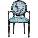 Полукресло из массива бука бирюзовое с изображением птиц и цветов Turquoise Chinoiserie Garden Chair варинант исполнения - 1 | Loft Concept в Кирове