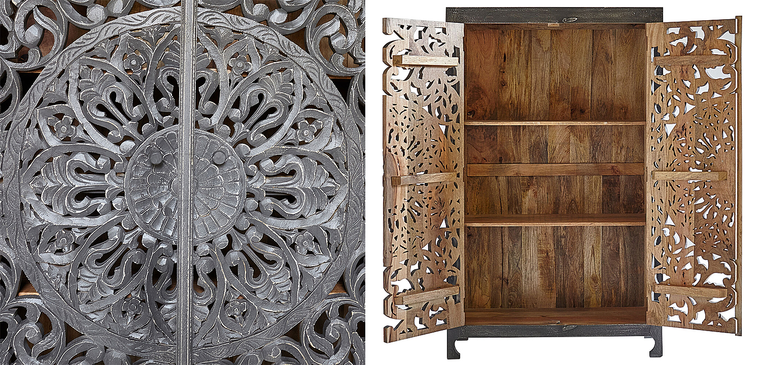 Шкаф Indian Antique White Furniture Cupboard Mistry серый Шкаф Indian Antique White Furniture Cupboard Mistry серый - Loft-Concept в Кирове