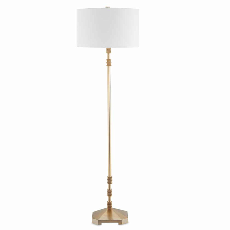Торшер с абажуром в форме цилиндра на золотистом каркасе Floor lamp Amanda Белый Золотой Торшер с абажуром в форме цилиндра на золотистом каркасе Floor lamp Amanda Белый Золотой в Кирове | Loft Concept