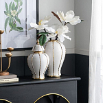 Ваза с золотыми полосами на белом фоне Chinoiserie Ceramics варинант исполнения - 1 | Loft Concept в Кирове