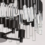 Люстра круглая из матового черного металла с подвесками из прозрачных стеклянных трубок Noir Tubes варинант исполнения - 5 | Loft Concept в Кирове