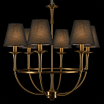 Люстра на металлическом основании бронзового цвета с 6-ю черными конусовидными абажурами Dignity варинант исполнения - 7 | Loft Concept в Кирове