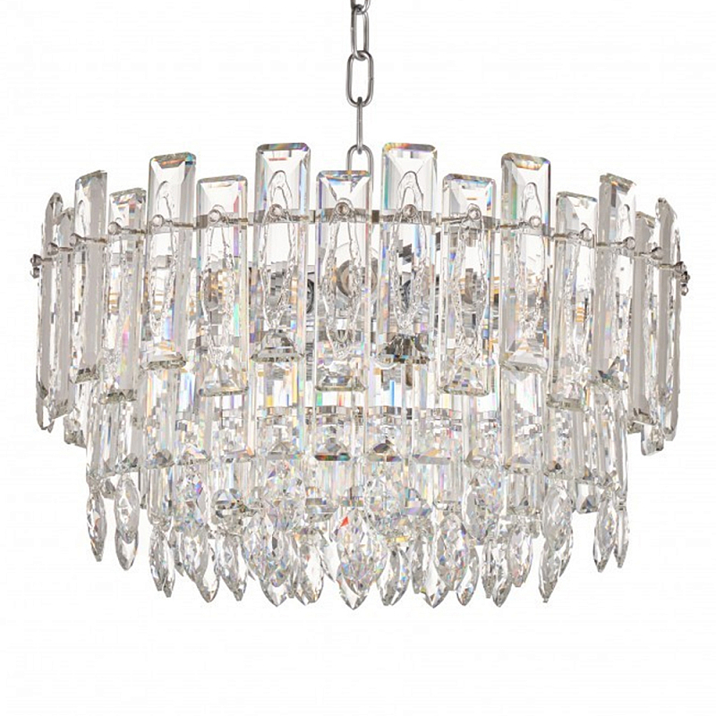 Круглая люстра с хрустальными подвесками на серебряном каркасе Gorgeous Crystal Light Хром Прозрачный Круглая люстра с хрустальными подвесками на серебряном каркасе Gorgeous Crystal Light Хром Прозрачный в Кирове | Loft Concept