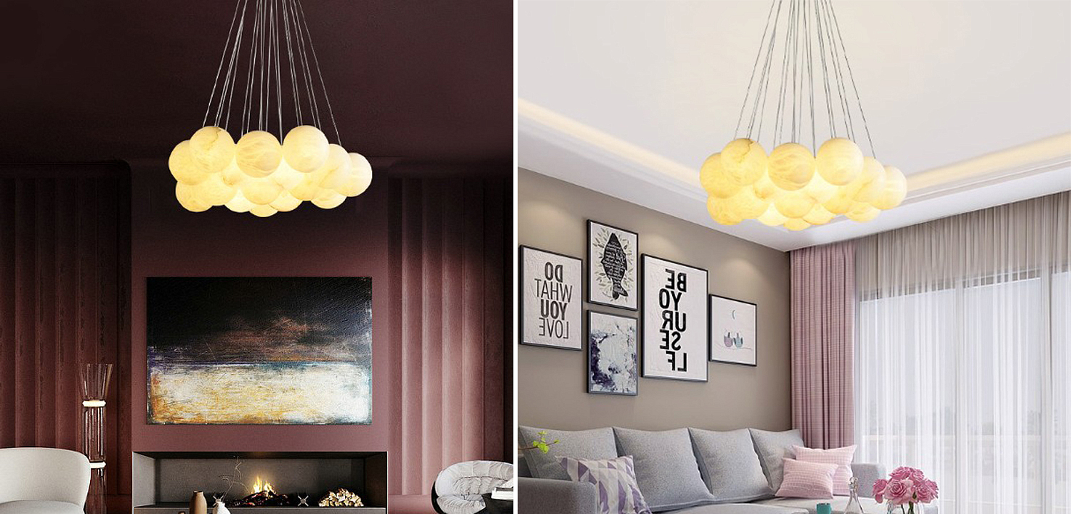 Каскадный Cветильник 16 Шариков из натурального мрамора Marble Balls Lamp Каскадный Cветильник 16 Шариков из натурального мрамора Marble Balls Lamp - Loft-Concept в Кирове