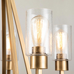 Люстра цвета латунь с 5-ю цилиндрическими плафонами из прозрачного пузырчатого стекла Kichler варинант исполнения - 4 | Loft Concept в Кирове