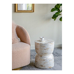 Приставной столик с мозаичным рисунком из раковин устриц Bone Inlay варинант исполнения - 6 | Loft Concept в Кирове