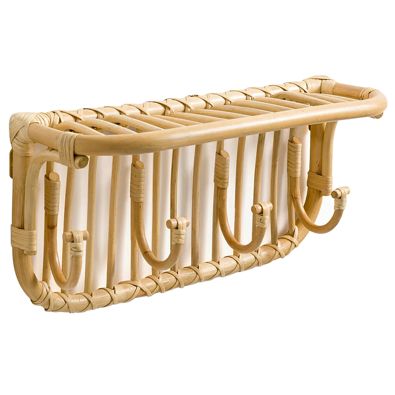 Настенная вешалка из ротанга с полкой Willa Wall Shelf Hanger Бежевый Настенная вешалка из ротанга с полкой Willa Wall Shelf Hanger Бежевый в Кирове | Loft Concept